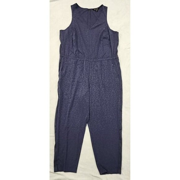 Athleta Brooklyn Textured Jumpsuit Leopard Size 22 Sleeveless Gray Violet - Picture 3 of 9